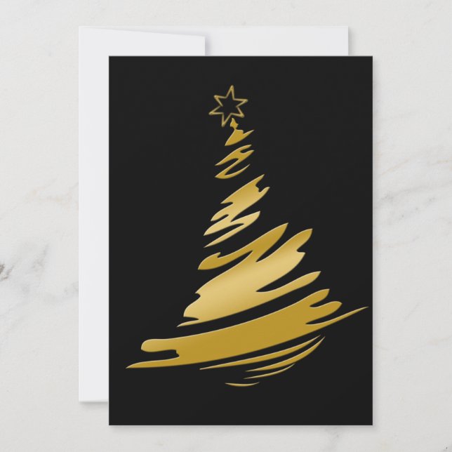 Tarjeta Festiva Saludos de vacaciones de negocios en negro y oro (Anverso)
