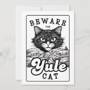 Tarjeta Festiva Saludos de Yuletide - Cuidado con el gato Yule