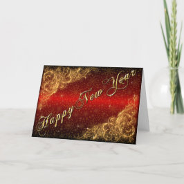 Tarjeta Festiva Saludos del Año Nuevo con Florish y la chispa