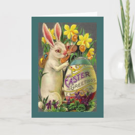 Tarjeta Festiva Saludos del conejito de pascua