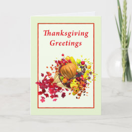 Tarjeta Festiva Saludos del Día de Acción de Gracias Cornucopia