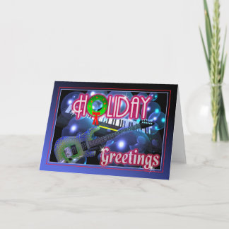 Tarjeta Festiva Saludos del día de fiesta - guitarra y teclado