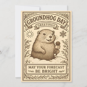 Tarjeta Festiva Saludos del Día de la Marmota Victoriano Vintage