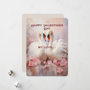 Tarjeta Festiva Saludos del Día de San Valentín a Cisnes Blancos