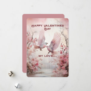 Tarjeta Festiva Saludos del Día de San Valentín a las palomas blan
