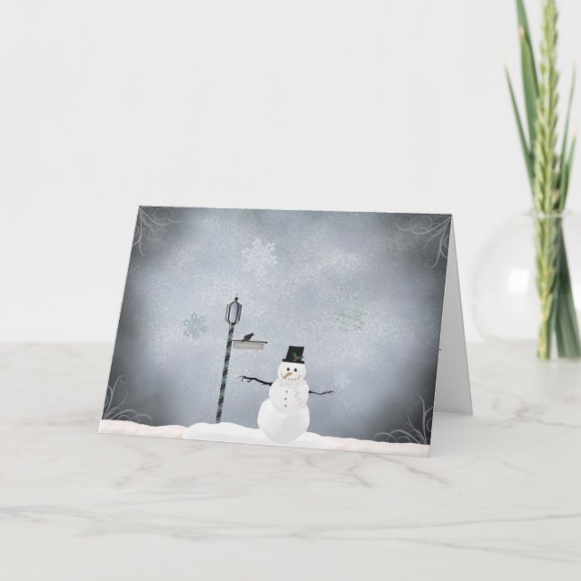 Tarjeta Festiva Saludos del muñeco de nieve del invierno (Anverso)