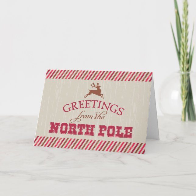 Tarjeta Festiva Saludos del Polo Norte (Anverso)
