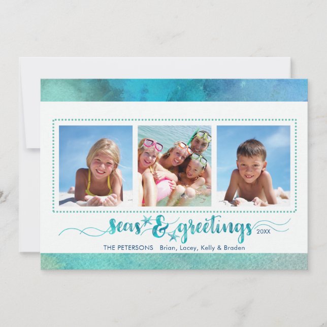 Tarjeta Festiva Saludos del SEAson tropical, opción de escritura a (Anverso)