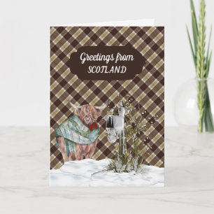 Tarjeta Festiva Saludos desde el Tartán de Bannockbane de Escocia