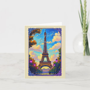 Tarjeta Festiva Saludos desde la Torre Eiffel de París Arte Europe