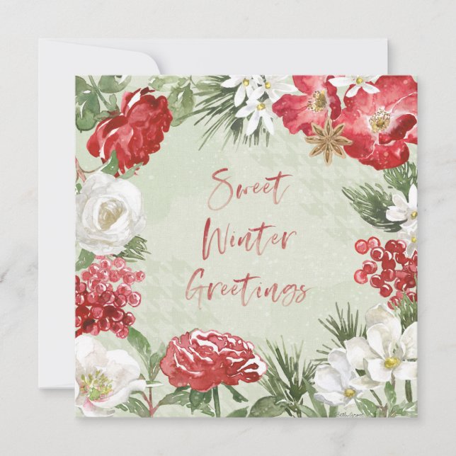 Tarjeta Festiva Saludos dulces al invierno (Anverso)
