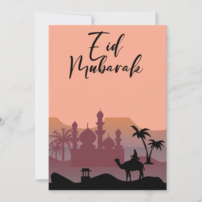Tarjeta Festiva Saludos Eid Mubarak (Anverso)