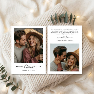 Tarjeta Festiva Saludos elegantes recién casados Primera foto de N