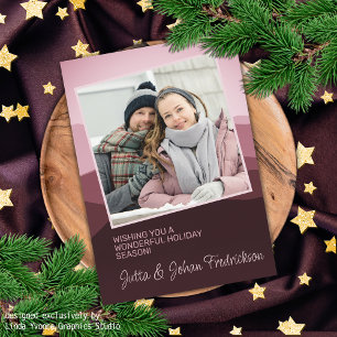 Tarjeta Festiva Saludos Encantadores de las Temporadas en Rosa Abs