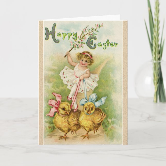 Tarjeta Festiva Saludos felices del deseo de Pascua del viejo (Anverso)