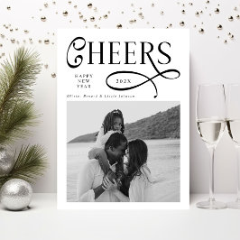 Tarjeta Festiva Saludos  Feliz Año Nuevo Familia Moderna Chic 2 Fo