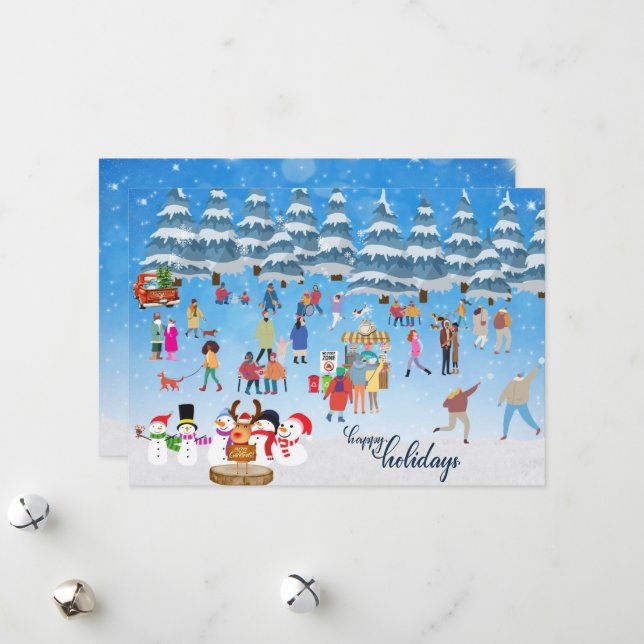 Tarjeta Festiva Saludos festivos de diversión invernal (Anverso/Reverso In Situ)