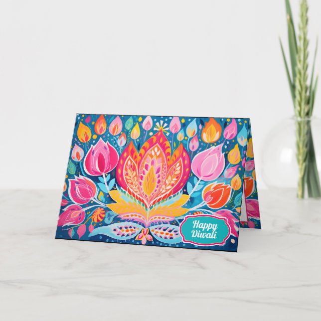 Tarjeta Festiva Saludos festivos de Diwali (Anverso)