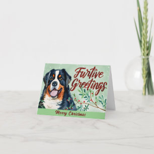 Tarjeta Festiva Saludos furtivos: Navidades de perros de montaña d