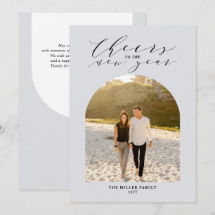 Tarjeta Festiva Saludos grises al saludo de fotos de Año Nuevo