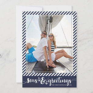 Tarjeta Festiva Saludos navales de temporada Rayas de la Marina