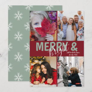 Tarjeta Festiva Saludos navideños 4 Fotos Feliz y Brillante Fiesta