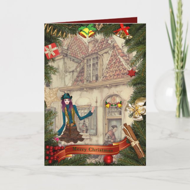 Tarjeta Festiva Saludos navideños de Anton Pieck (Anverso)