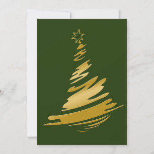 Tarjeta Festiva Saludos navideños de negocios en verde y dorado