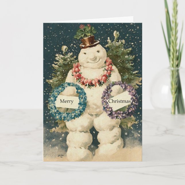 Tarjeta Festiva Saludos navideños de Snowman (Anverso)