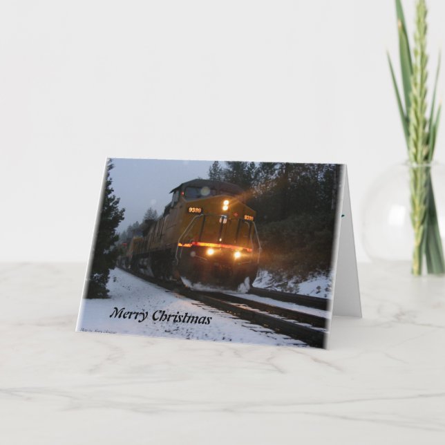 Tarjeta Festiva Saludos navideños del tren de Alta (Anverso)