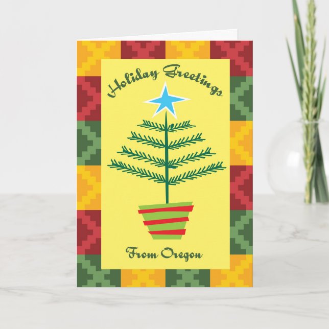Tarjeta Festiva Saludos navideños desde Oregón (Anverso)