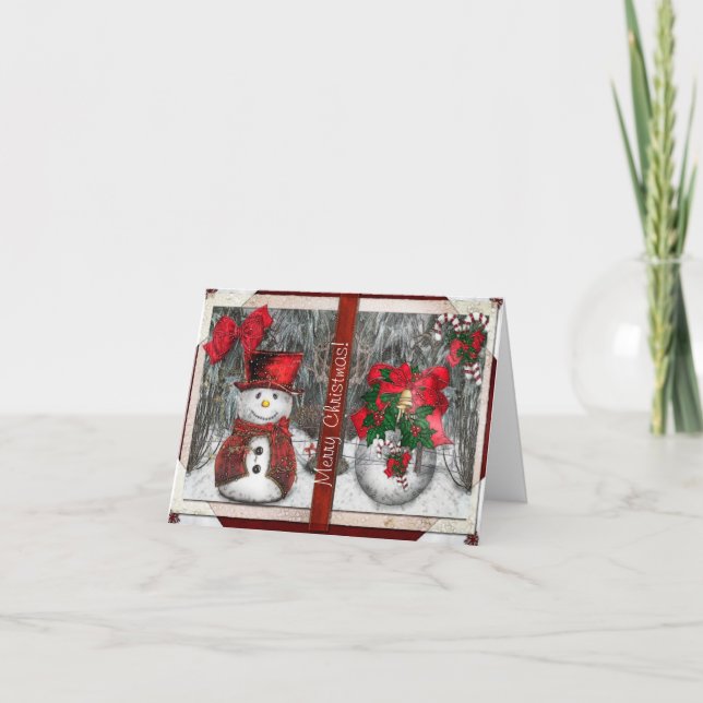 Tarjeta Festiva Saludos navideños fríos (Anverso)