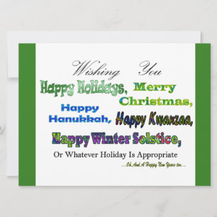 Tarjeta Festiva Saludos navideños múltiples verdes