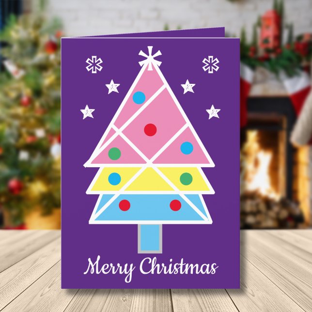 Tarjeta Festiva Saludos navideños Navidades modernos y artísticos (Personalize this simple, cute purple Christmas card. Make it your own.)