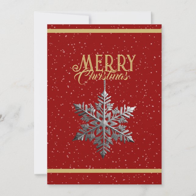 Tarjeta Festiva Saludos navideños radiantes: oro, rojo y plata Ho (Anverso)