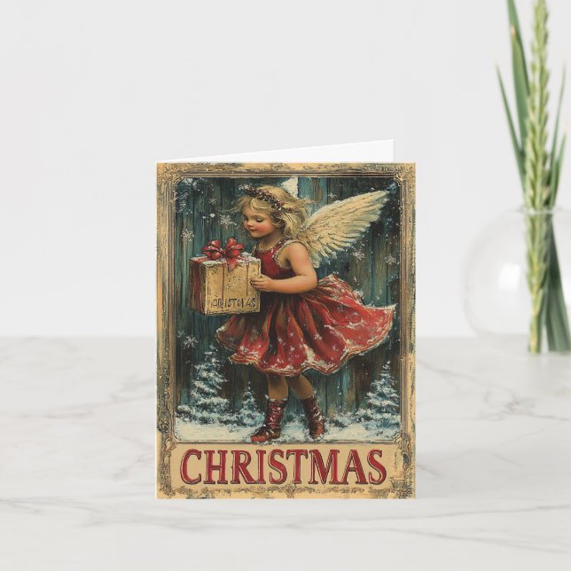 Tarjeta Festiva Saludos navideños vintage (Anverso)