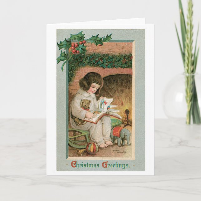 Tarjeta Festiva Saludos navideños vintage (Anverso)
