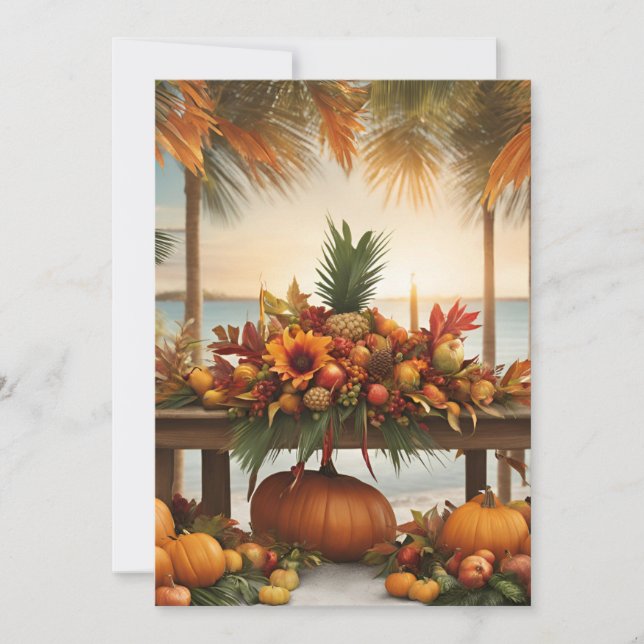 Tarjeta Festiva Saludos otoñales - Estilo tropical (Anverso)