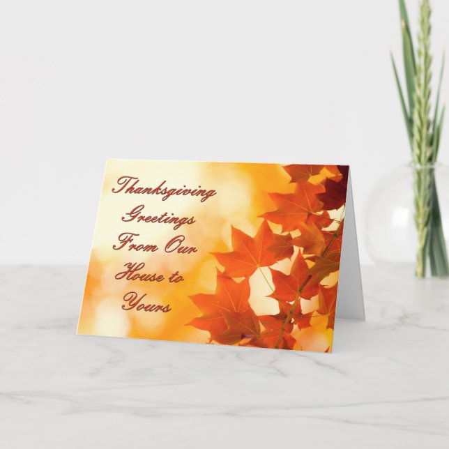 Tarjeta Festiva Saludos para el Día de Acción de Gracias (Anverso)
