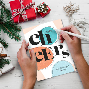 Tarjeta Festiva Saludos Patrón Brillante de Año Nuevo