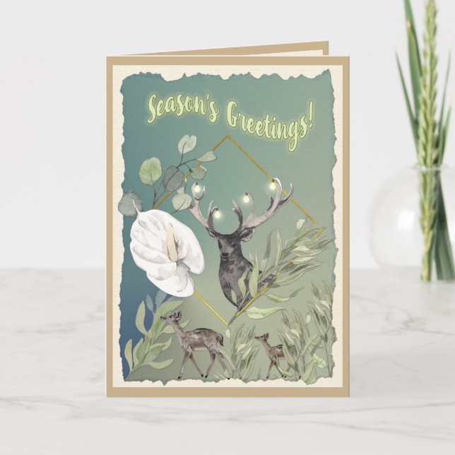 Tarjeta Festiva Saludos personalizados de temporada de Watercolor  (Anverso)