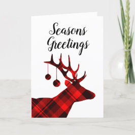 Tarjeta Festiva Saludos Rústicos Rojos Plaid Deer Blank