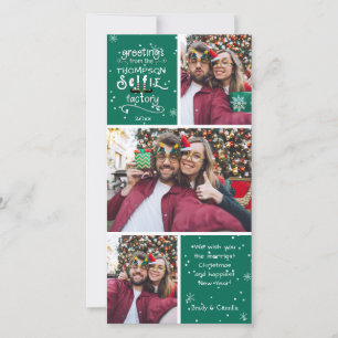 Tarjeta Festiva Saludos sELFie en blanco, color verde cambiable