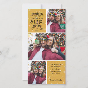 Tarjeta Festiva Saludos sELFie, Oro Cambiable, 3 Fotos