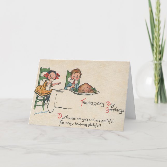 Tarjeta Festiva Saludos vintage de Acción de Gracias (Anverso)