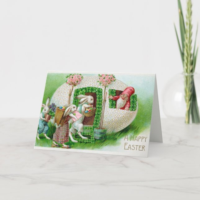 Tarjeta Festiva Saludos vintage de Pascua (Anverso)