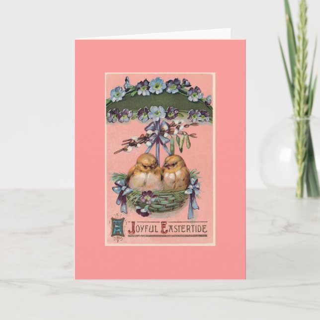 Tarjeta Festiva Saludos vintage de Pascua (Anverso)