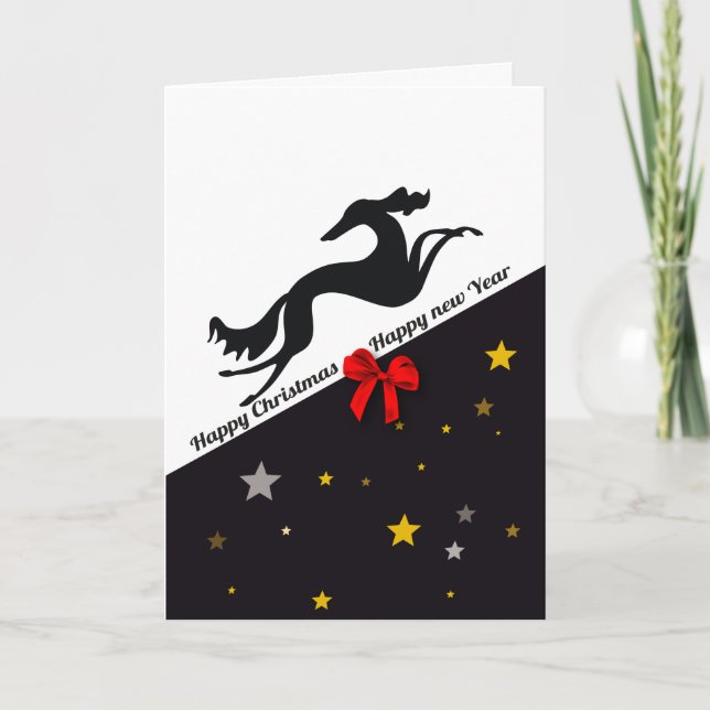 Tarjeta Festiva Saluki YIN Navidades felices, feliz año nuevo (Anverso)