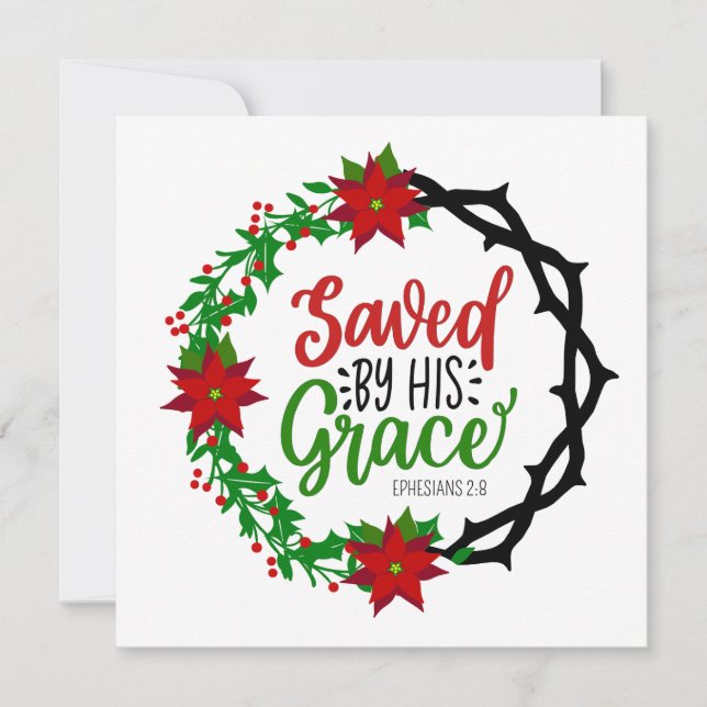 Tarjeta Festiva Salvado por Wreath, Navidades de Su Gracia (Anverso)
