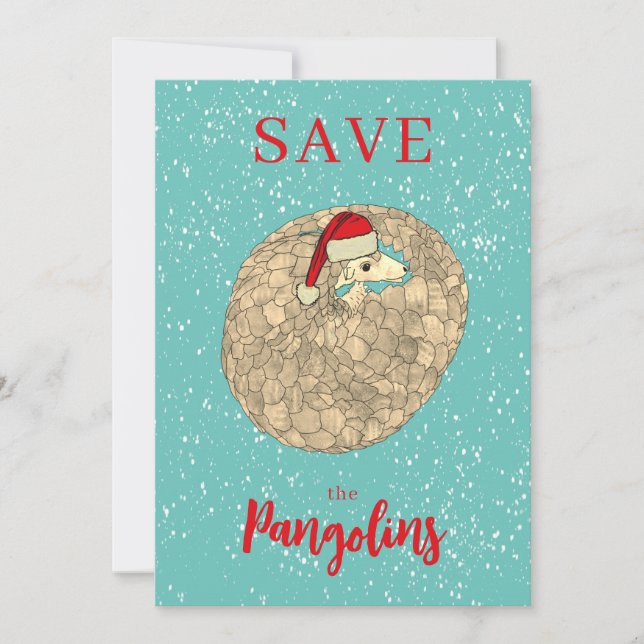 Tarjeta Festiva Salvar a los Navidades Pangolin (Anverso)